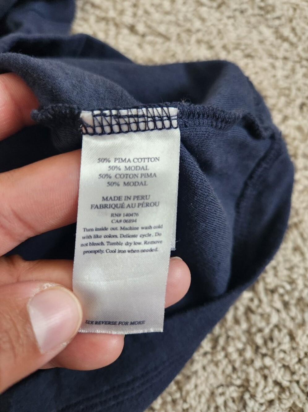 Faherty Cloud Puff Sleeve T-Shirt Navy Blue Size Medium - Picture 5 of 7